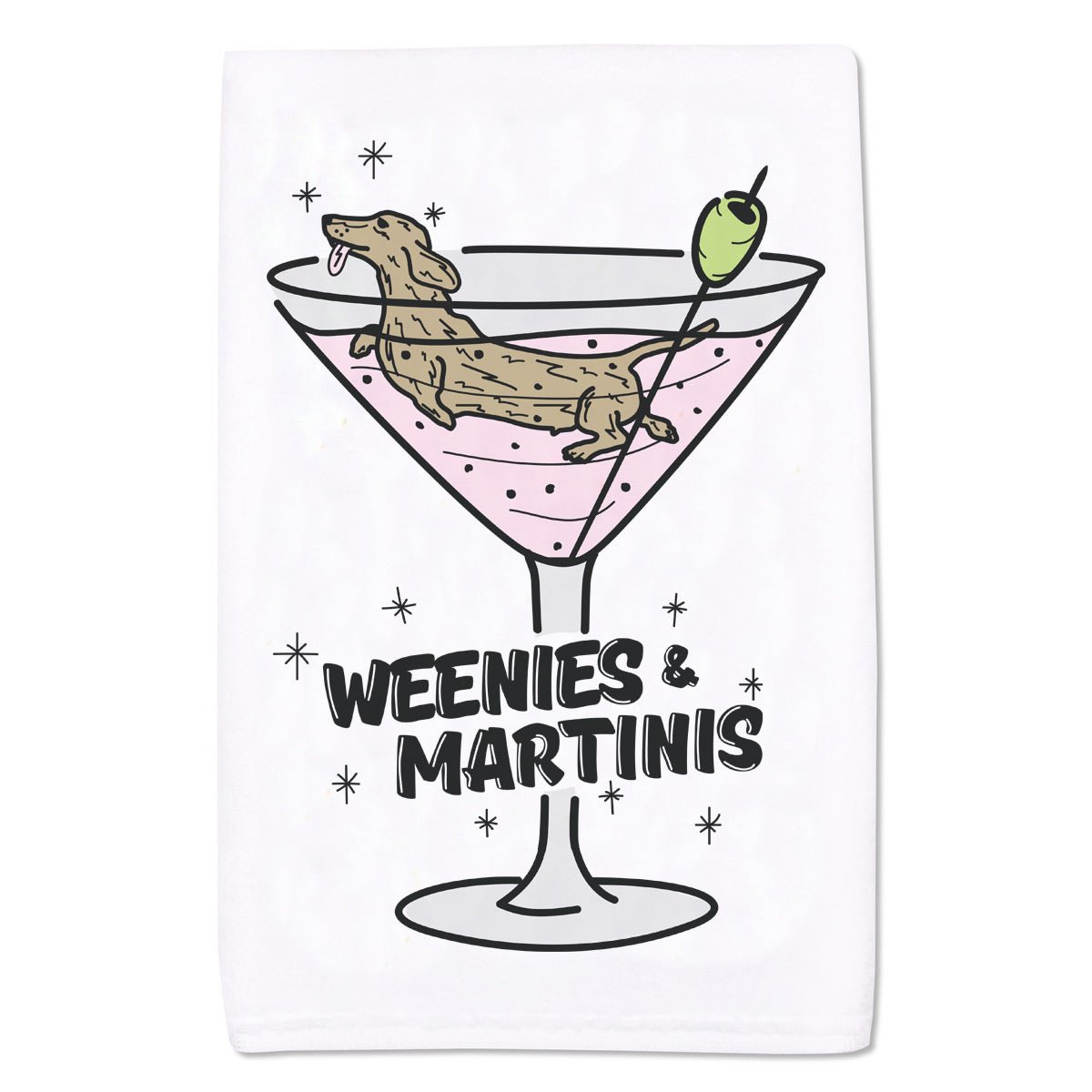 weenies & martinis hand towel - bean goods