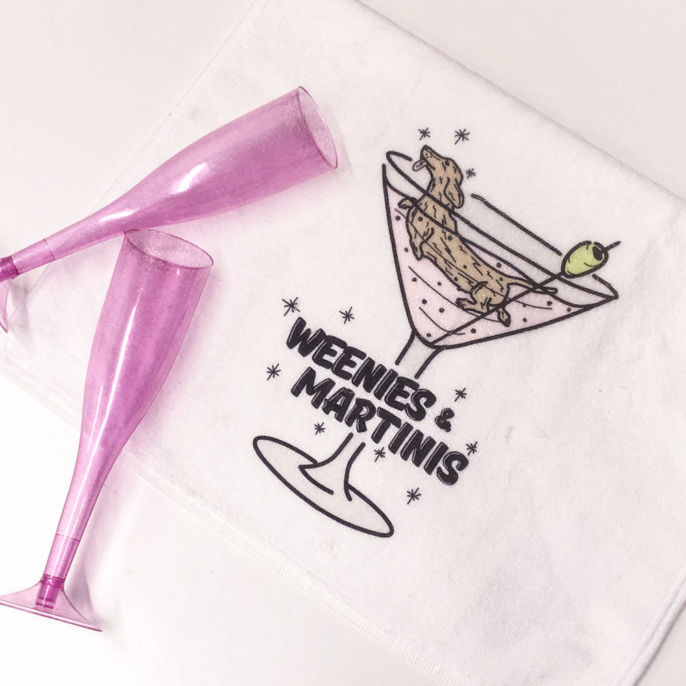 weenies & martinis hand towel - bean goods