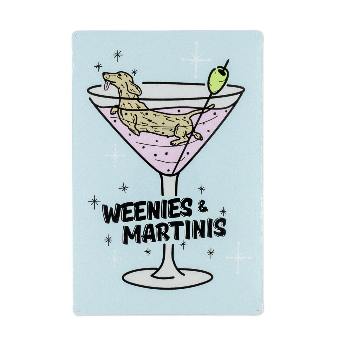 weenies & martinis metal sign - bean goods