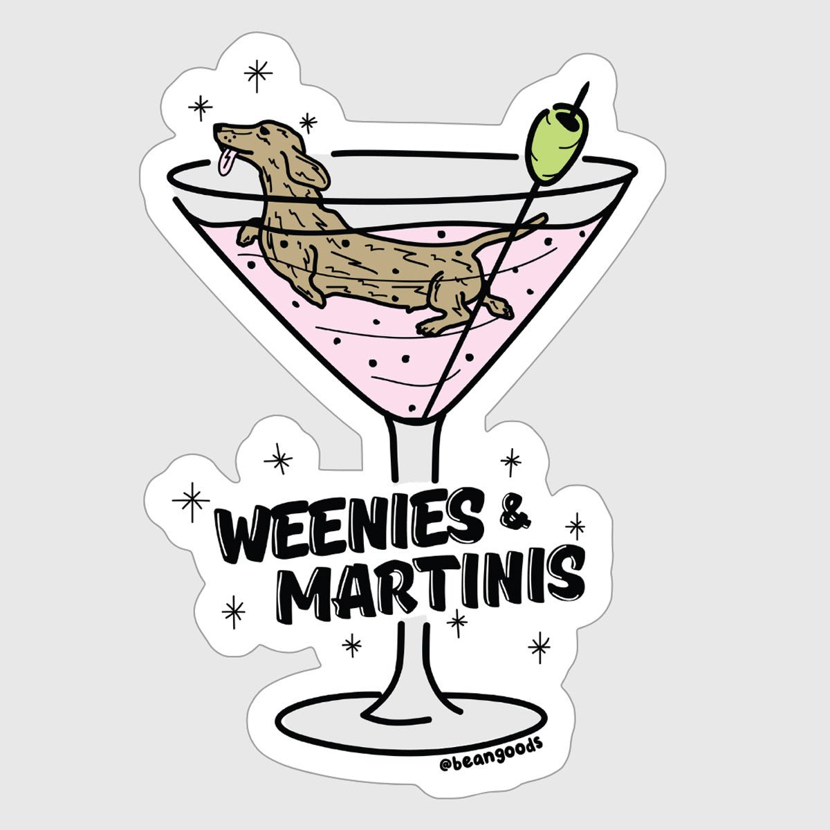 weenies & martinis sticker - bean goods