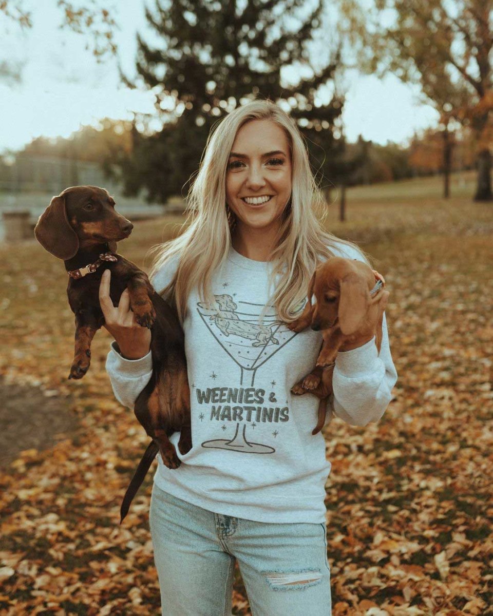 weenies & martinis | unisex crew sweatshirt | heather grey - bean goods