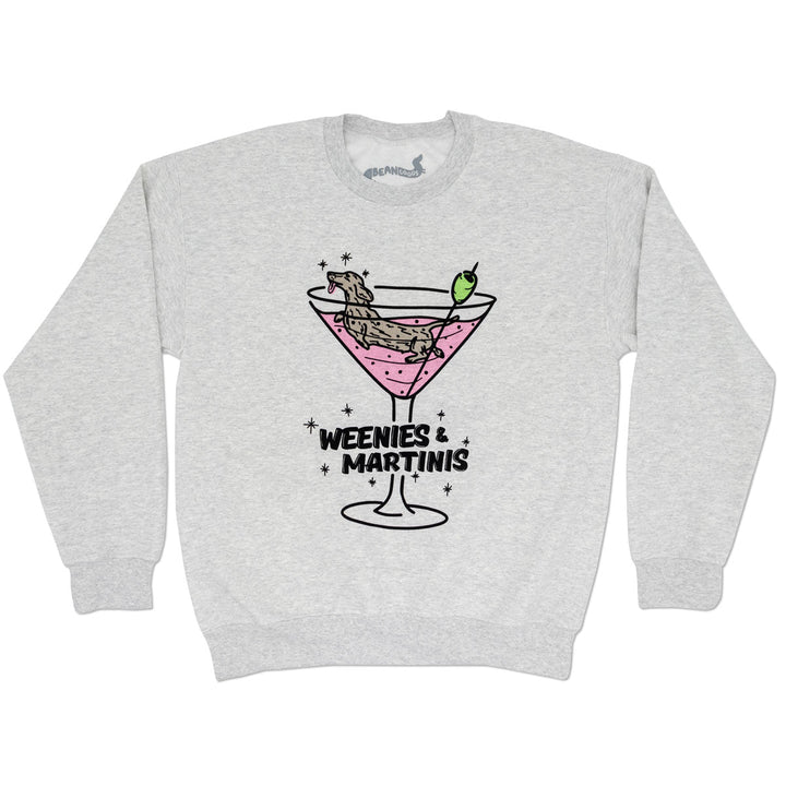 weenies & martinis | unisex crew sweatshirt | heather grey - bean goods