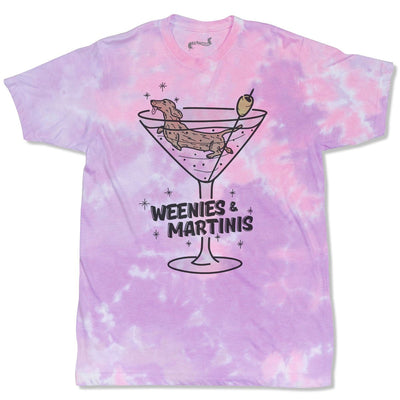 weenies & martinis unisex tee | raspberry splash tie-dye - bean goods