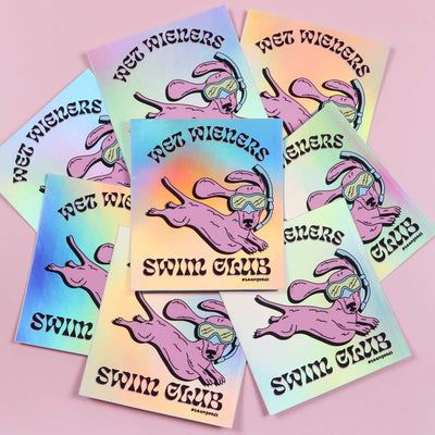 wet wieners swim club sticker - bean goods