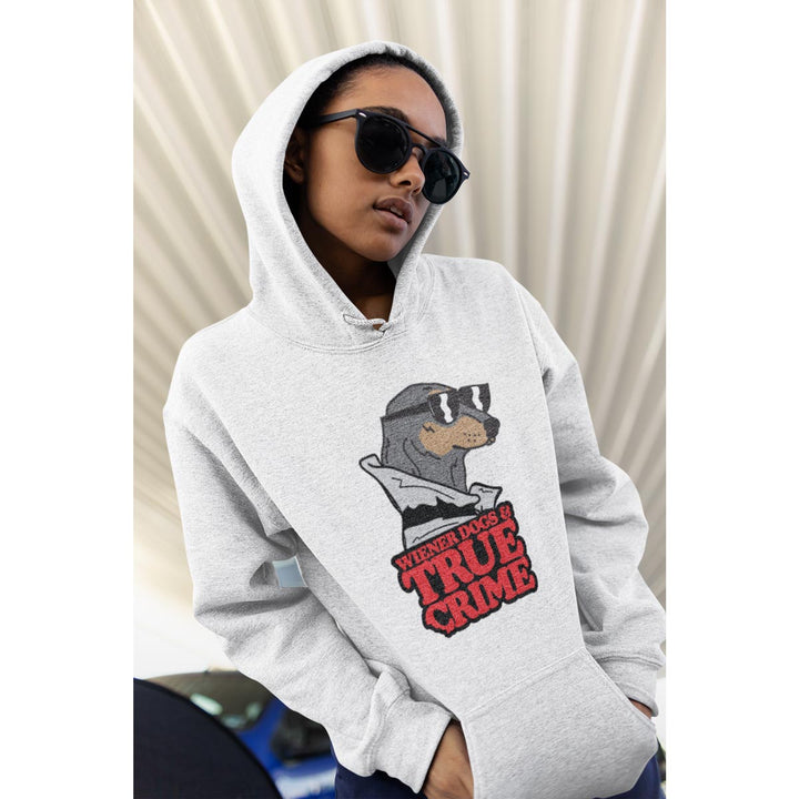 wiener dogs & true crime unisex hoodie | heather grey - BeanGoods