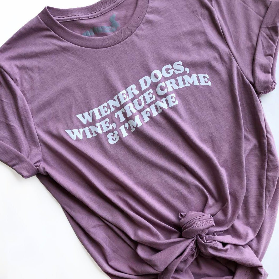 wiener dogs, wine, true crime unisex tee | pinot noir - bean goods