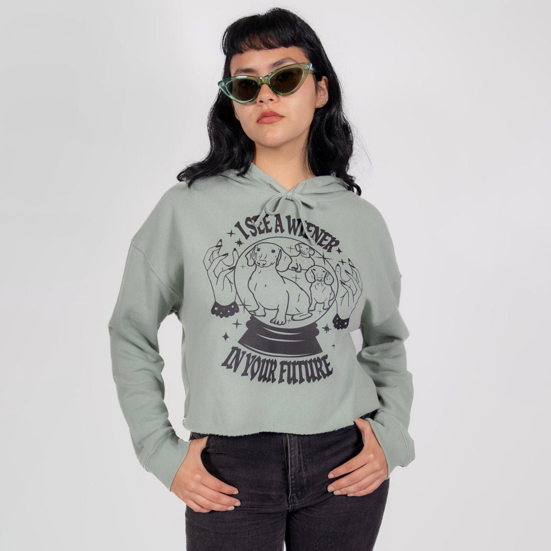 wiener psychic cropped hoodie - bean goods