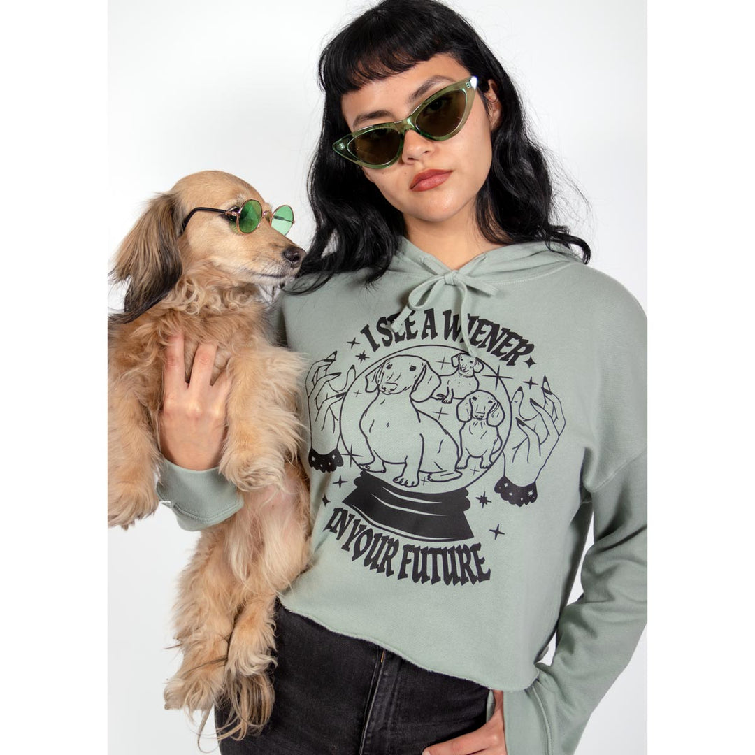 wiener psychic cropped hoodie - bean goods