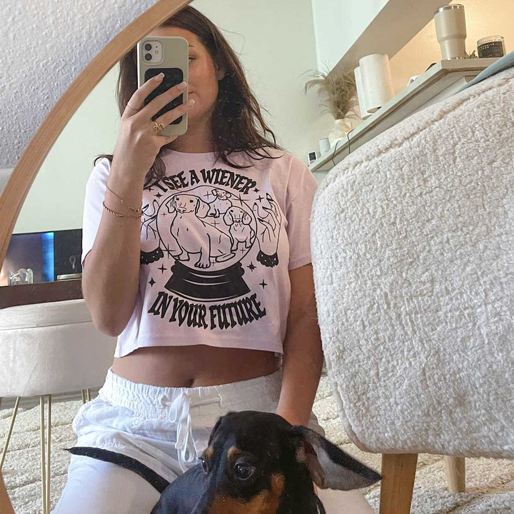 wiener psychic cropped tee - bean goods