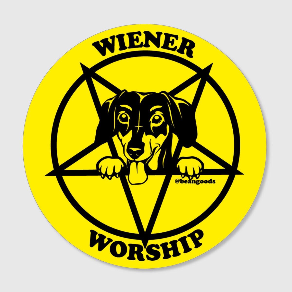 wiener worship sticker - bean goods