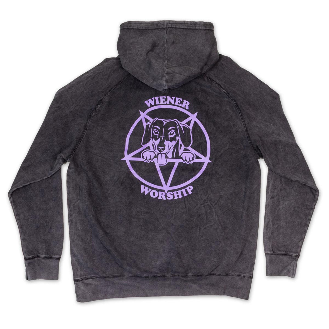 wiener worship unisex hoodie | vintage wash - bean goods