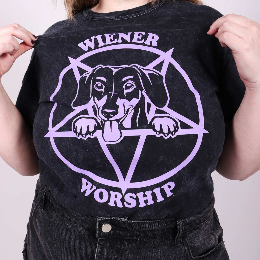 wiener worship unisex tee | black mineral wash - bean goods